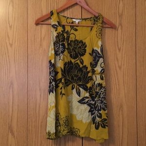 CAbi yellow floral racer back tank